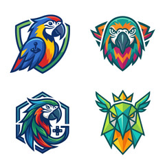 Fototapeta premium Colorful Parrot Heads Logos Designs.