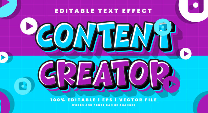 Editable content creator Text effect cartoon style
