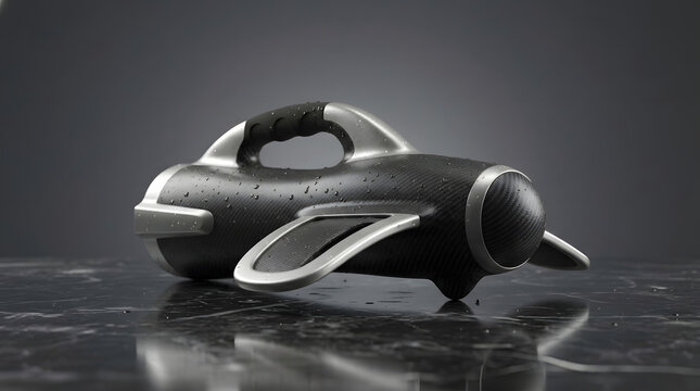 Futuristic Carbon Fiber Submersible Drone Mockup | High Tech Underwater Exploration Vehicle Design | Sleek Jet Inspired Marine Technology Concept | Modern Industrial Product Design Photography