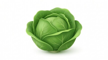 Obraz premium Fresh Green Cabbage Head Isolated on White Background for Healthy Eating and Culinary Design