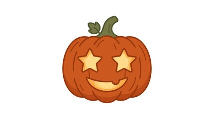Obraz premium A cute cartoon jack o lantern pumpkin with star shaped eyes and a happy smile.