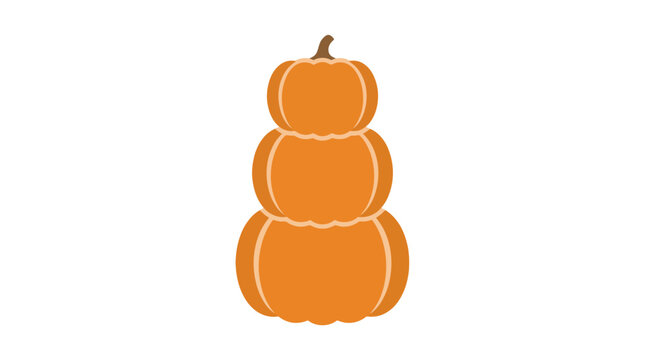 A stack of three orange pumpkins arranged vertically on a plain white background.