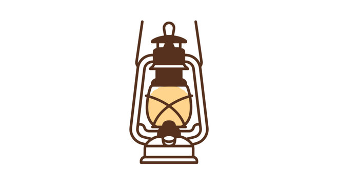 A vintage style oil lantern illustration with a glowing light.