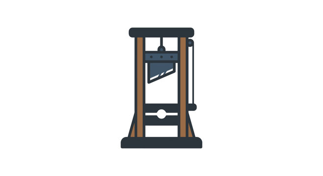 A flat vector illustration of a historical guillotine execution device.