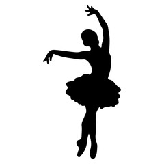 Silhouette of a ballet dancer in a graceful pose. © Erik