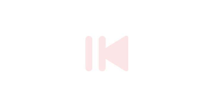 Minimalist pale pink media previous track button icon on white