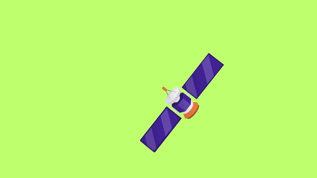 Flat Vector Illustration of an Artificial Satellite Orbiting in Space for Aerospace Technology Concepts