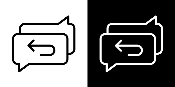 AI reply icon featuring chat bubbles with return arrow representing intelligent responses, chatbot messaging, and AI communication.