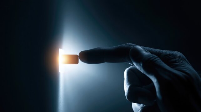 A faceless hand inserting a glowing hardware security key