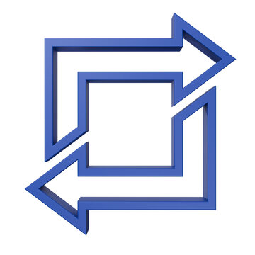 Blue Square Arrow Loop Icon 3D Render, Refresh and Sync Cycle Symbol for Web Interface and Corporate Presentation Design. repost iconn