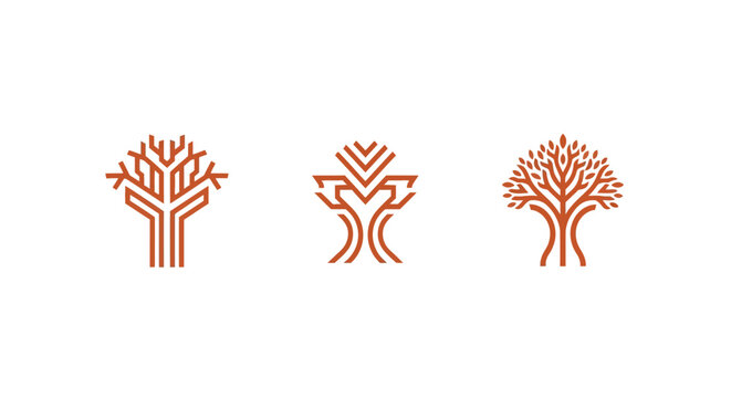 Three stylized tree icons in minimalist design.