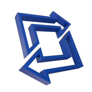 Blue Square Arrow Loop Icon 3D Render, Refresh and Sync Cycle Symbol for Web Interface and Corporate Presentation Design. repost iconn