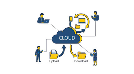 Cloud Computing Data Transfer and Storage Network with People © Eliy