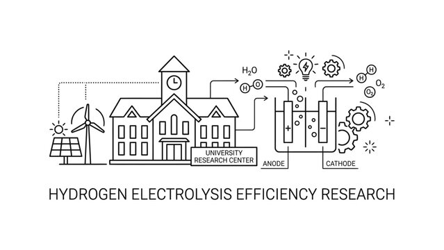 Hydrogen Electrolysis Efficiency Research Conceptual Illustration.