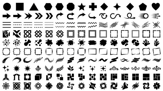 Black and white geometric shapes icons.