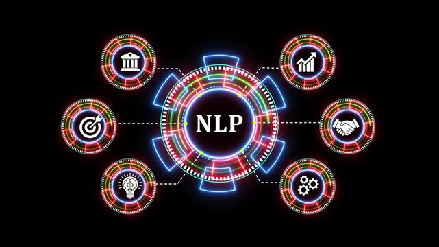 Natural language processing artificial intelligence futuristic abstract digital motion.