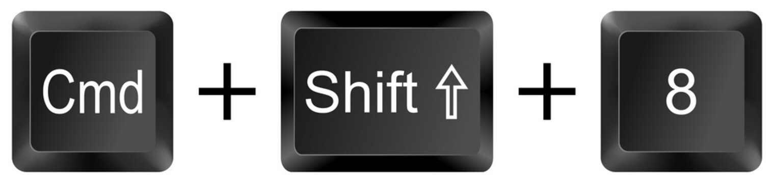 command shift 8  computer keyboard shortcut key button 3d icon symbol sign isolated on white background