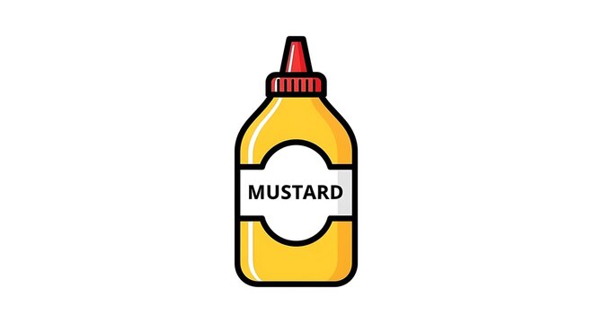 Mustard condiment bottle icon illustration.