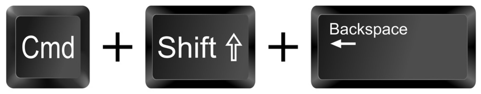 command shift backspace computer keyboard shortcut key button 3d icon symbol sign isolated on white background