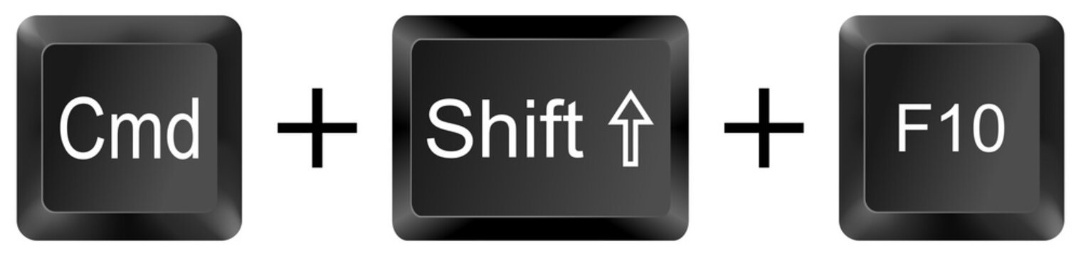 command shift f10 computer keyboard shortcut key button 3d icon symbol sign isolated on white background