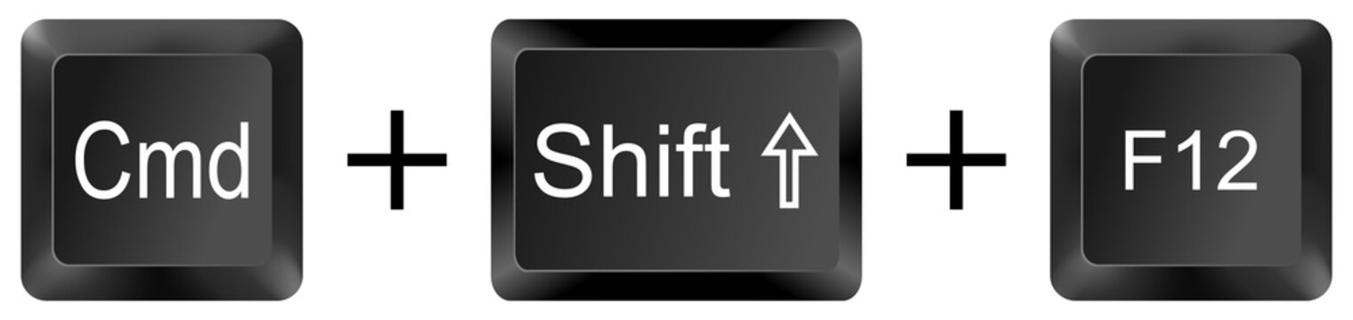 command shift f12 computer keyboard shortcut key button 3d icon symbol sign isolated on white background