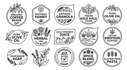 Obraz premium Healthy Organic Food Labels Collection - Vector Icons and Badges