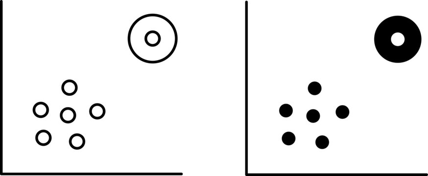 Outlier Data Point Icon Outline and Solid Style