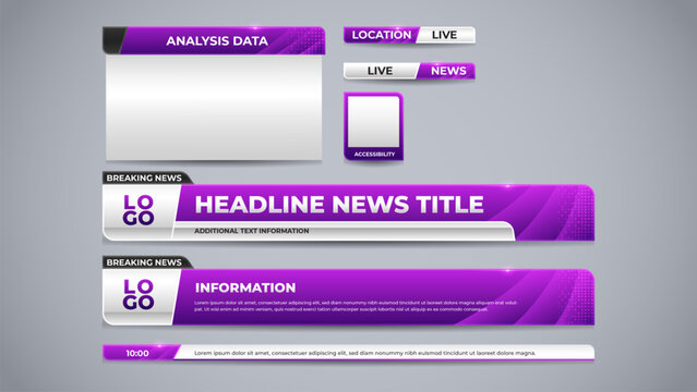 set purple lower third with kit live coverage for broadcast media template
