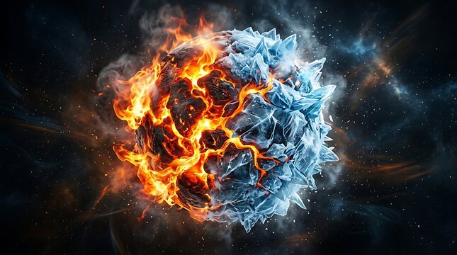 Intense fiery explosion in dark atmospheric smoke.