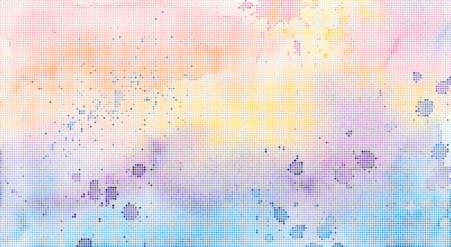Abstract digital pixel art background with soft pastel color blocks and geometric grid patterns