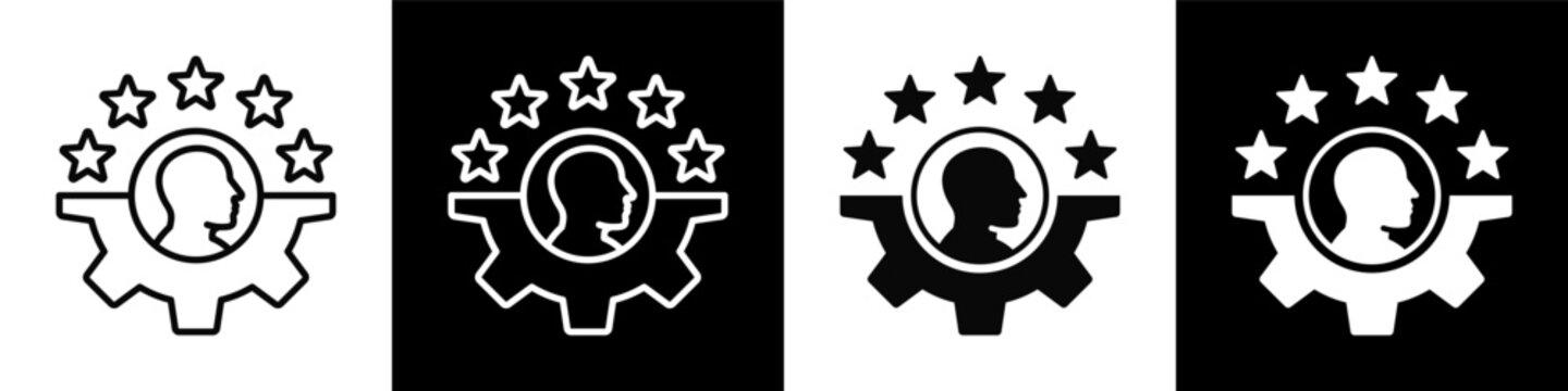 Employee Talent Icon sheet with black and white background style collection