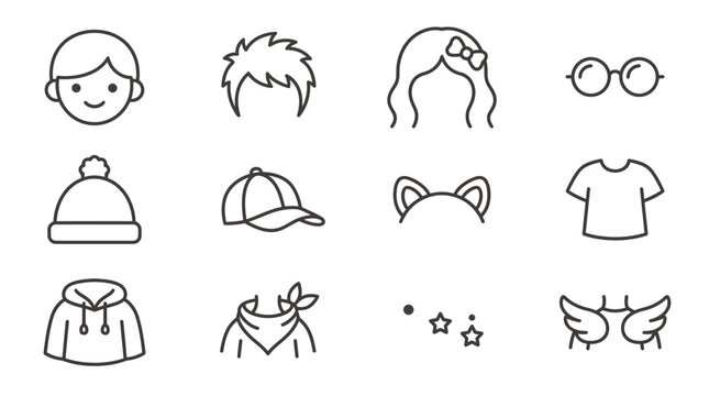 Minimal character head and accessory design kit.