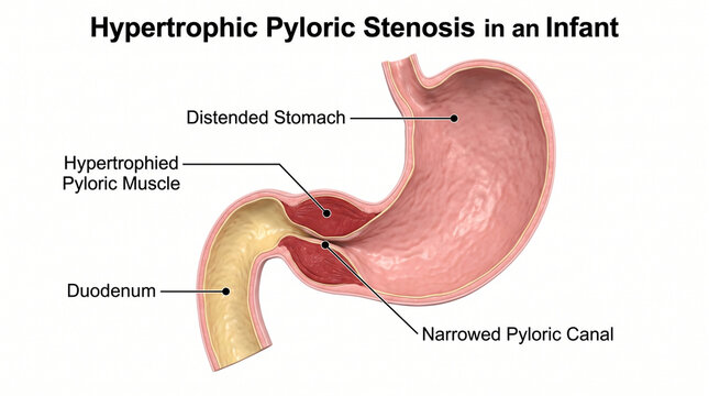 Hypertrophic Pyloric Stenosis Diagram of Infant Stomach Anatomy