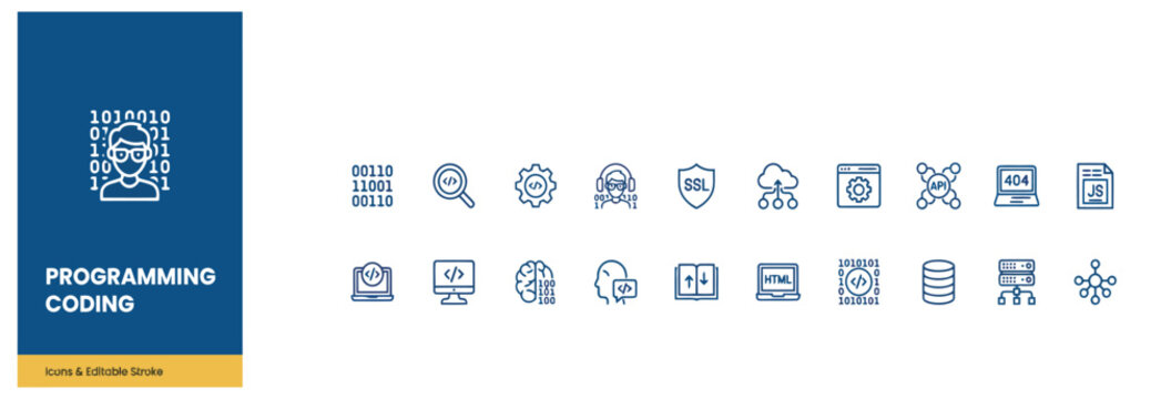 Professional programming and coding icon pack for software engineering and web development projects