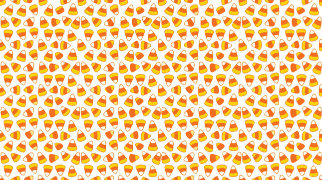 Halloween candy corn seamless pattern on white background