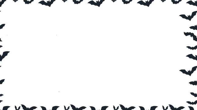 Seamless Halloween pattern with black bats flying on white background