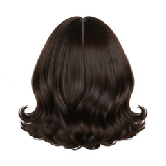 Fototapeta premium Short brown wavy hair wig for women isolated on transparent background