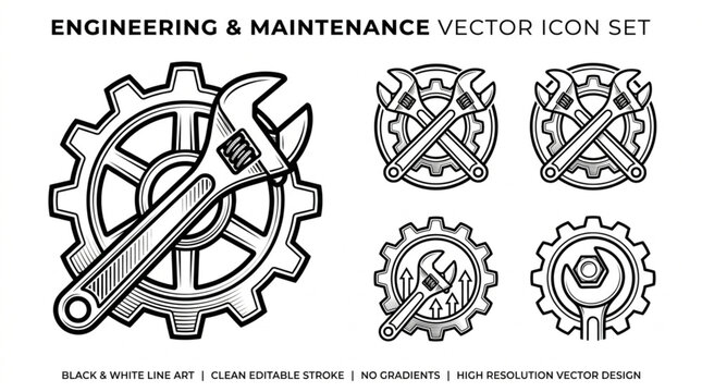Engineering maintenance vector icons set.