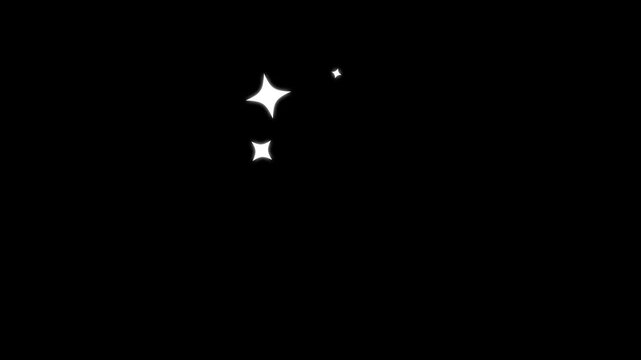 Glitter line and circle sparkle animation, festive holiday light decoration, cartoon doodle vector effects, magical sparkle particles, chroma key black background, shiny blinking overlay animation, 4K