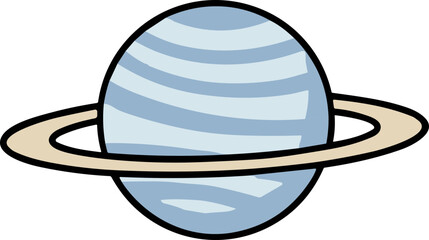 Stylized Planet Saturn with Rings, Outer Space, Cosmic, Celestial Body Illustration © Dario