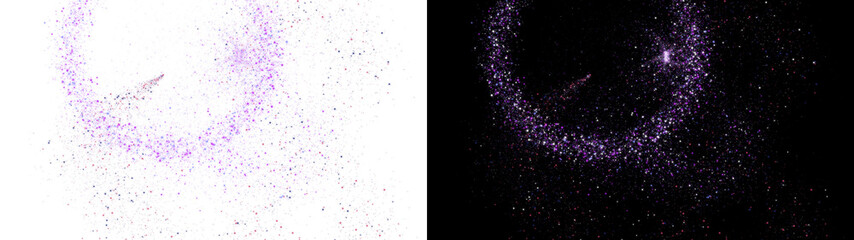 PNG image of Purple glitter dust ring, glowing violet sparkle particles in circular motion, magical stardust trail for festive design and cosmic overlays isolated on Transparent Background © NURUN