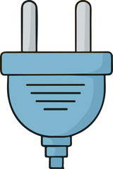 Blue electrical plug, simple cartoon drawing, isolated on white background © Mar
