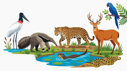 Fototapeta premium Set of animals from the Mato Grosso Pantanal