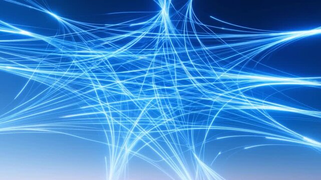 Abstract blue glowing lines forming a futuristic network or data flow, representing digital communication and technological connection.