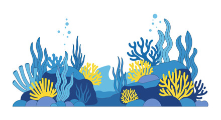 Colorful coral reef with aquatic plants and underwater scenery © cicik