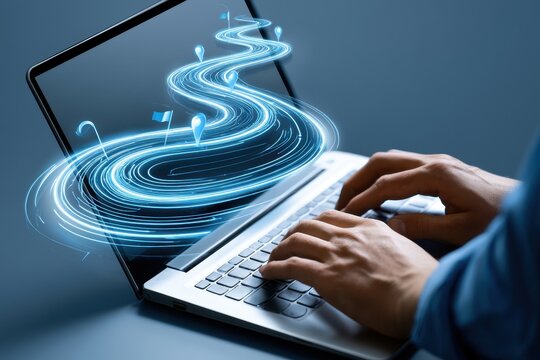Digital roadmap and business strategy concept on laptop screen