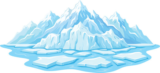 Arctic glacier with frozen icebergs and floating ice floes winter cartoon nature design vector © Gopal