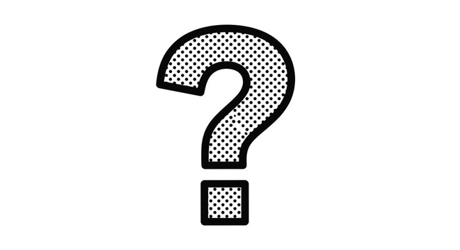 Simple black question mark with a distinctive dotted halftone pattern designed for minimalist graphic design or web icons.