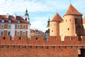 Fototapeta premium The Barbican and Old Town of Warsaw, Poland