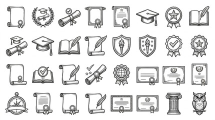 Fototapeta premium Education icons and symbols set.